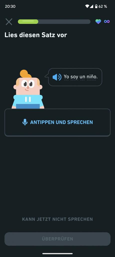 Duolingo Sprechübung